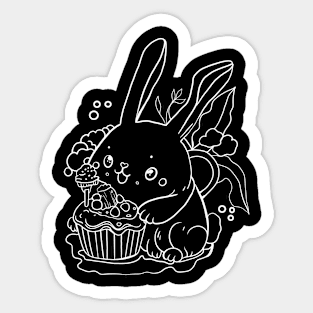 Sweet Bunny with a Cupcake Sticker